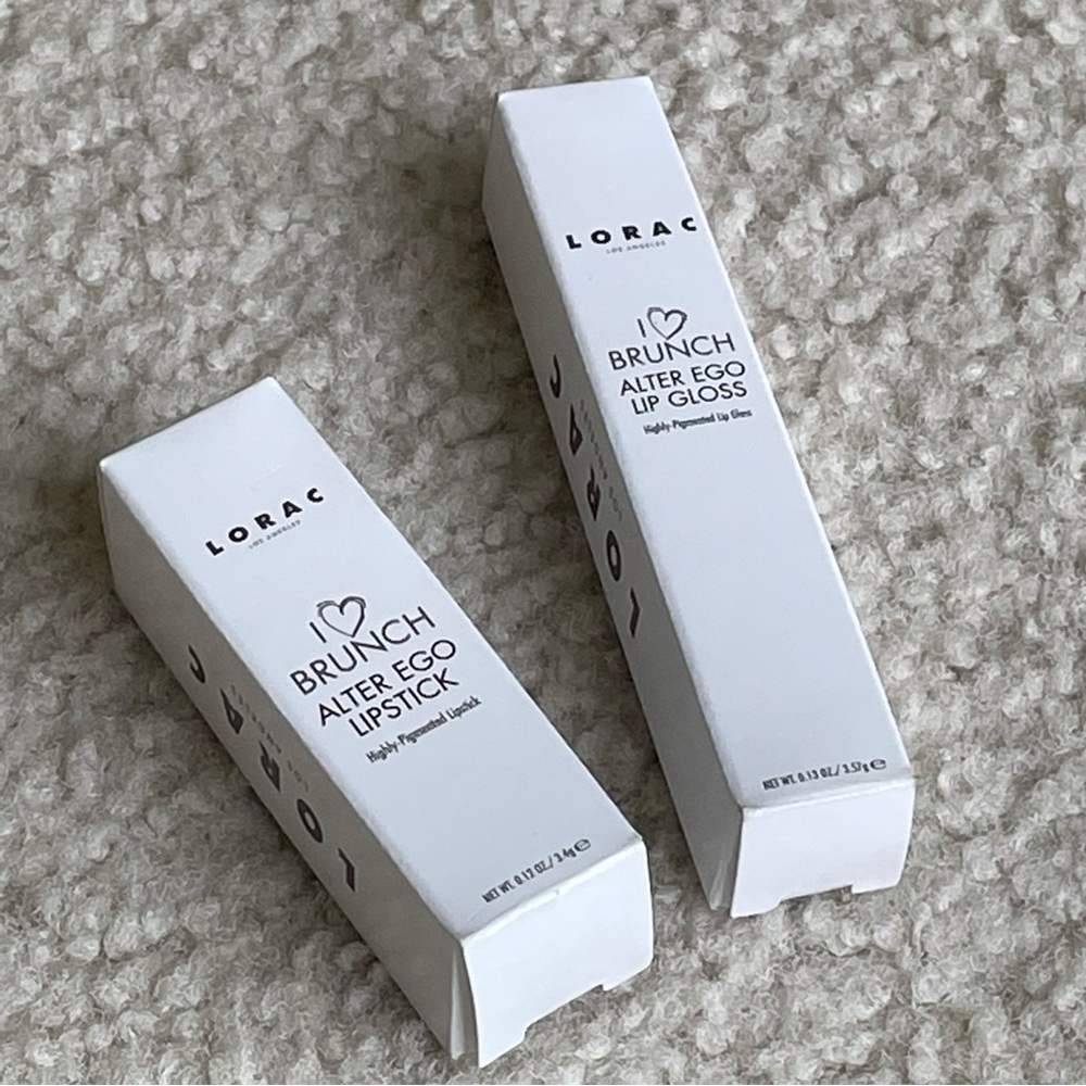 LORAC I 💜 BRUNCH ALTER EGO Lipstick/Lip Gloss bundle in Pastry Chef pink.